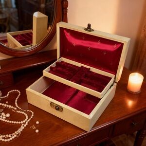 Vintage Musical Jewelry Box Red Interior
